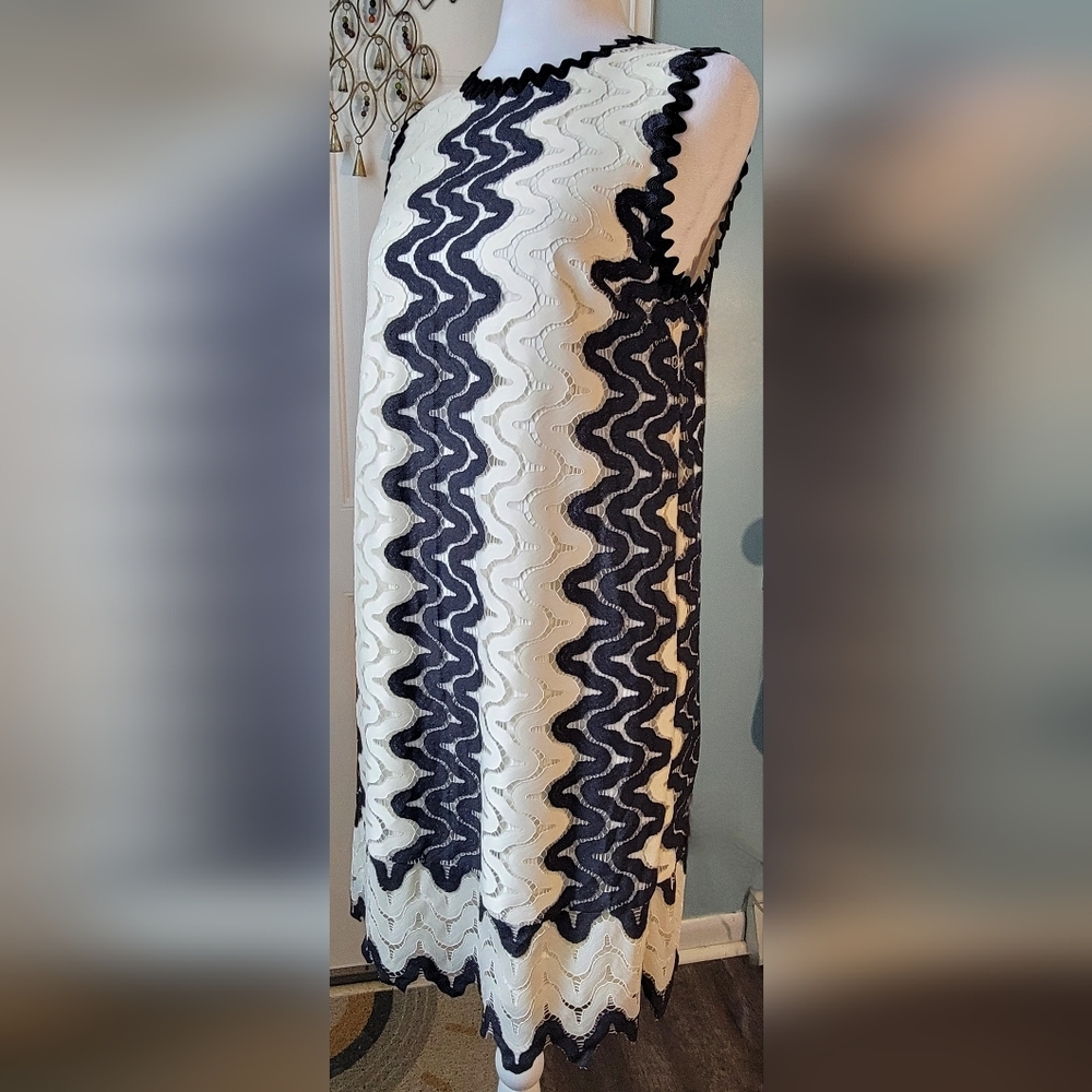 Kate Spade New York Sand Dune Lace Shift Mini Dress Womens 2 Ivory Navy Black